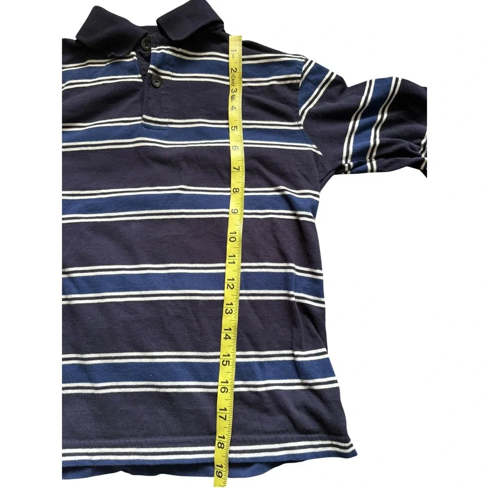 The Children's Place Boys Polo Shirt Size M‎ 7/8 Blue Striped Long Sleeve Cotton